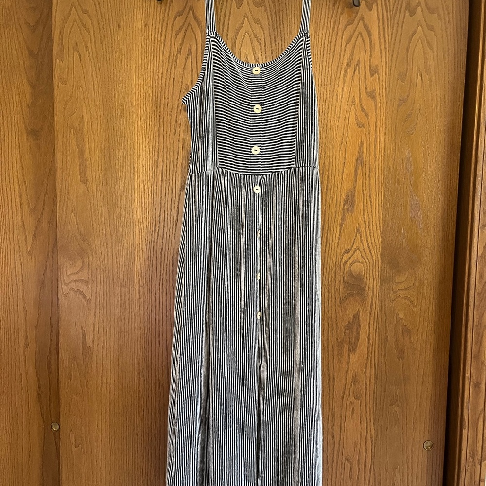 Striped Black and White Button-Down Dress